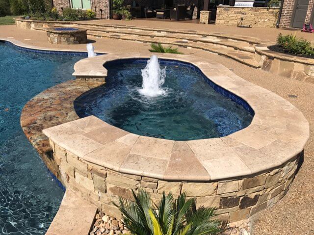Raised Spa with Bubbler and Firepit