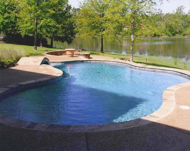 Swimming Pool with Sheer Descent and Firepit