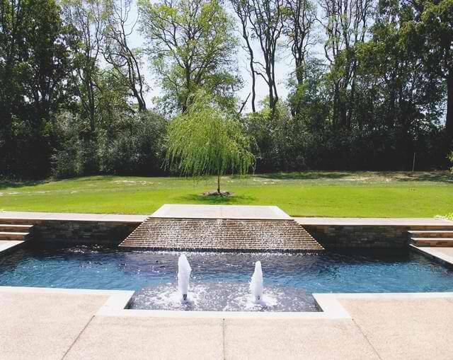 Rectangular Pool with Bubblers and Waterfalls