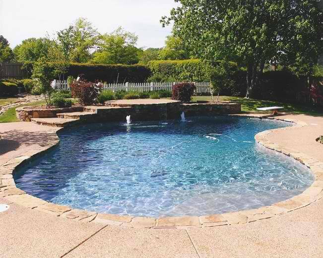 Freeform Pool with Bubbler, Tanning Ledge and Diving Board