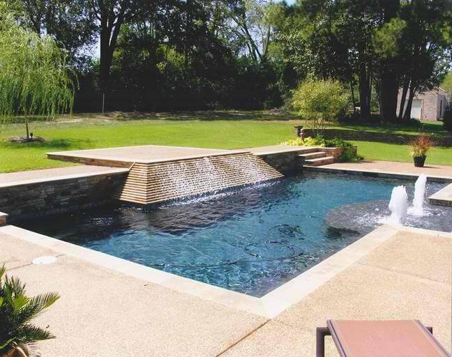 Rectangular Pool with Bubblers and Waterfalls