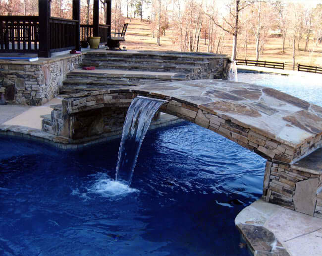 Swimming Pool with Sheer Descent and Bridge